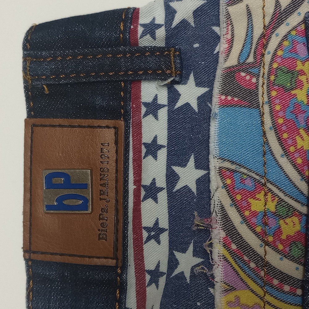 BIEPA MULTICOLORED MEN'S STRAIGHT JEANS WITH DIFFERENT FABRICS PATCHWORK ART - Picture 16 of 16